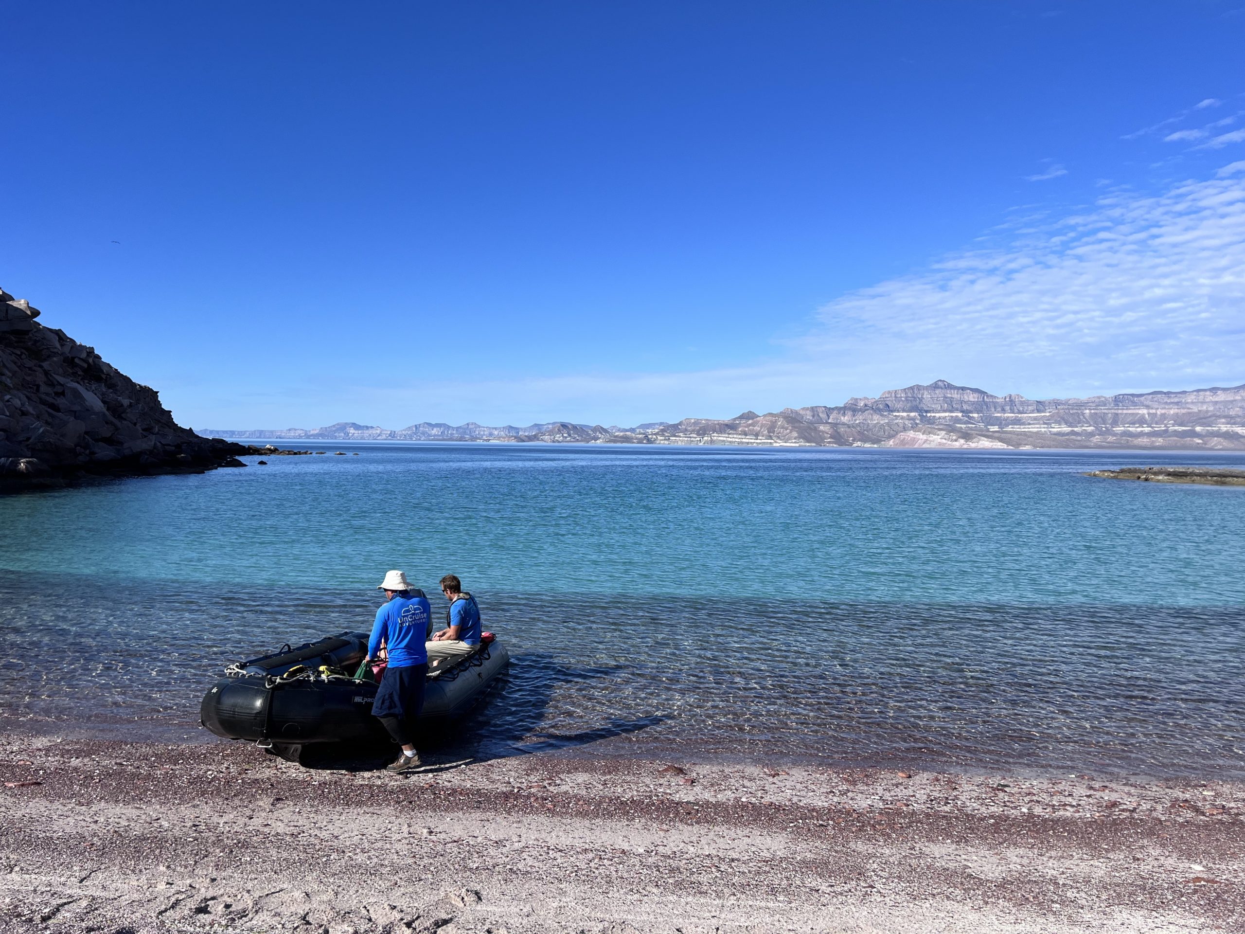 In Baja Mexico, we often set off in zodiacs from the beach